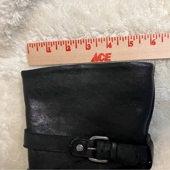 Stuart Weitzman Ranch Dressing Black Leather Motorcyle Ankle Boots Size 8.5M - Picture 9 of 10